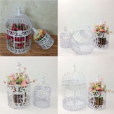White Vintage Decorative Bird Cage Wedding Shopwindow Ornament Metal Hook On Top