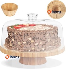 Myiosus Cake Plate Wooden Cake Plate with Lid and Stand Multifunctional