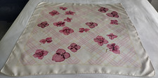 BURBERRY Large Twill Silk Scarf - Check/Floral - Cream and Pink - 85 x 85 cm