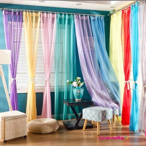 Voile sheer curtain rod pocket - rod,