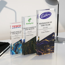 Personalised Corporate Glass Trophy Award | Custom Engraved Crystal Plaque