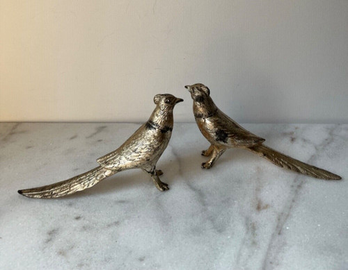 Pair silver plated - plated, pheasant