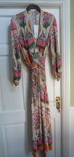 Ladies Pink Floral ZARA Long Wrap Dress Size Small (8/10)