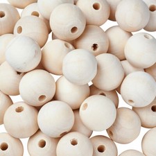 10pcs Natural Round Wooden Beads Balls Untreated Plain Wood Hole 8mm - 50mm