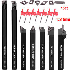 7 set 10mm Shank Lathe Turning Tool Holder Boring Bar + 7x Carbide Insert Blade