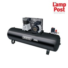 Draper 55313 200L Stationary Belt Driven Air Compressor 2.2kW Twin Outlet 145psi