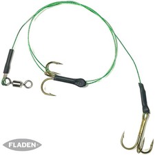 6 x Fladen Pike Fishing Wire Traces Deadbait Treble Hook Snap Tackle - All Sizes
