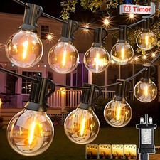 Festoon Lights Outdoor, Dimmable LED Garden String Mains Powered 18M 