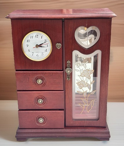 Vtg wooden jewelry box armoire - jewelry,