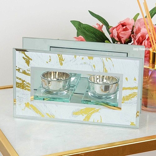 Marble effect candle - candle, holder