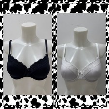 Ladies New Ex M&S Padded Underwired Full Cup Lace Trim Bra Sizes 30-40 A-E