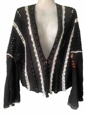 Elisa Cavaletti- Knit Long Sleeve Cardigan-Black -White - Size S - PreLoved