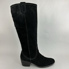 Tamaris Black Leather Suede Knee High Zip Up Lined Winter Boots EU40 UK6.5 - 7