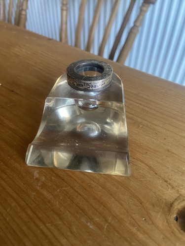 Vintage glass ink well with - glass,