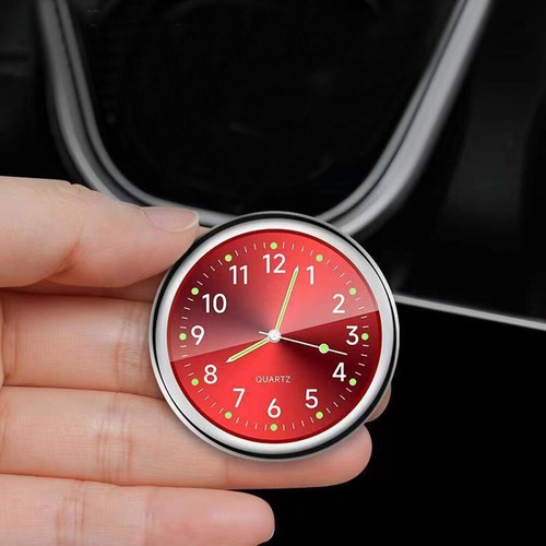 Red mini car dashboard clock - red,