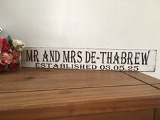 Wooden wedding established personalised free standing large sign shabby vintage