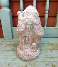 Vintage concrete stone garden statue ornament of Mushroom House Cottage 10"