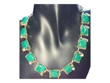 Vintage Jewelcraft by Coro Green Thermoset Lucite Square Necklace