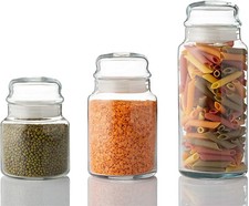 Glass Jar 3 Piece Set Spice Seed Food Kitchen Storage Box Strong Durable Lid