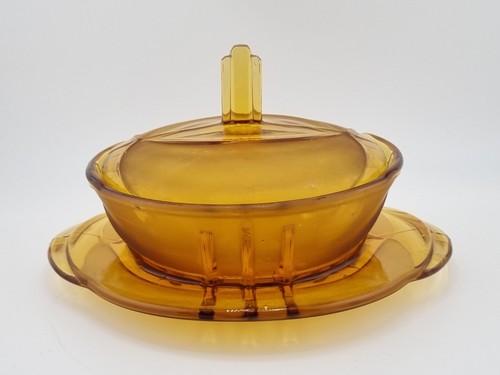 Art deco style amber glass - deco,