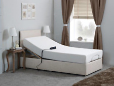 Electric Adjustable Bed in Cream Chenille + Memory Foam Mattress & Headboard