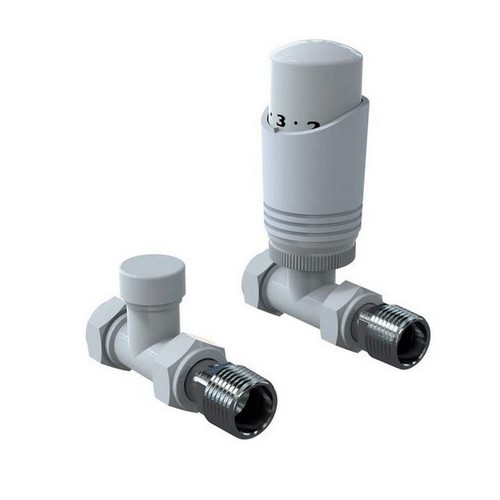 White trv radiator valves - white,