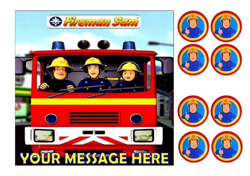 Fireman sam cake topper - sam, square