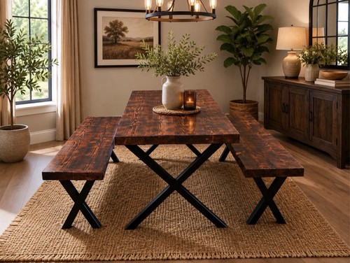 Farmhouse kitchen dining table - dining,