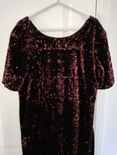 Monsoon sequin burgundy red Christmas/evening party/night out Midi Dress 16/18