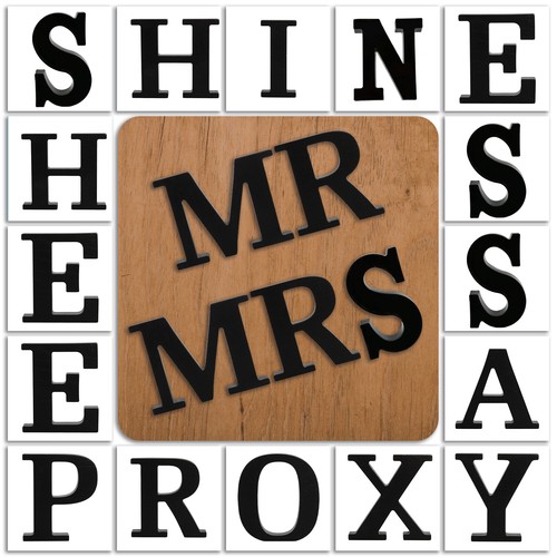 Black large wooden letters - black,