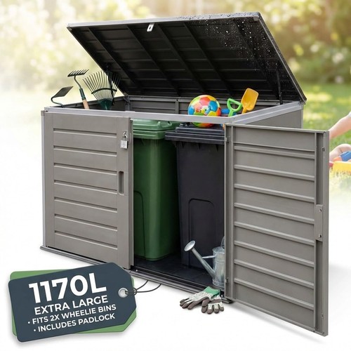 Wheelie bin storage shed 1170l - bin,
