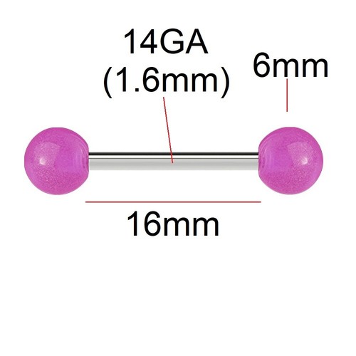 14g 16mm tongue bar - 14g, 1.6