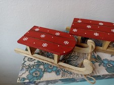 2 x Wooden Sledges Christmas