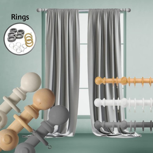 28mm wooden curtain pole - wooden, set