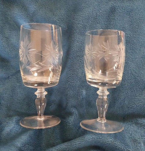 Pair vintage etched crystal - vintage,