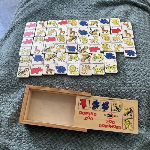 Wooden zoo animals - , dominoes