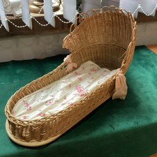 Vintage Wicker Dolls Crib Cot