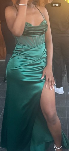 Emarald green evening dress - evening,