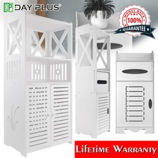 Floor Wood Storage Cabinet Bathroom Organizer Cupboard Drawer Shelf Towel White
