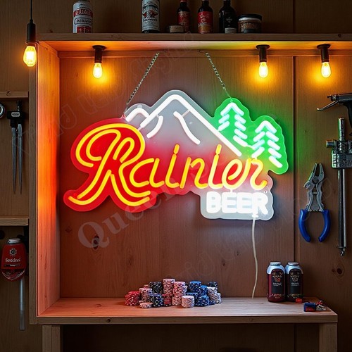 Rainier beer mountain led neon - rainier,