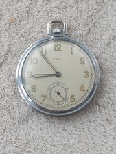 VINTAGE SWISS ORIS MILITARY STYLE POCKET WATCH. SUB DIAL. WORKING. **RELISTED**