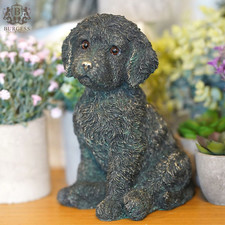 Cockapoo Puppy Dog Bronze Finish Statue | Indoor Garden Decoration Ornament Pet