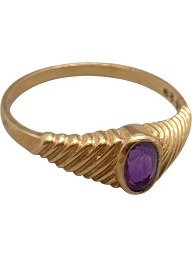 Gold amethyst ring 9ct yellow - amethyst,