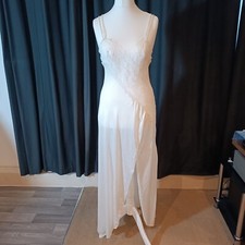 VAL MODE SILKY NYLON NIGHTIE WHITE NIGHTGOWN LUXURY SEXY VINTAGE LINGERIE
