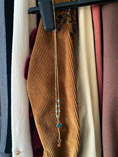 Gold tone cable chain lariat - cable,
