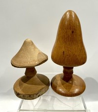 2 x Vintage Wooden Mushrooms