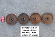 cast iron wheels set of 4 iron trolley wheels stationary engine wheels - 24.5 cm