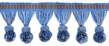 Pompom Tassel Fringe Trim with Woven Gimp header, Color# VL09 [Sold By The Yard]