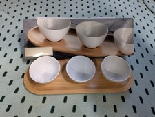 Rocha John Rocha Set of 3 Dipping Bowls Porcelain  With Beech Wood Board - Boxed