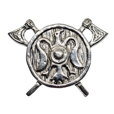 Twin Axe Shield Raven Pin Badge Viking Pewter Lapel Brooch Jewelry Valhalla Odin